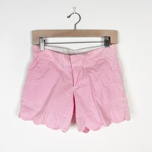 Lilly Pulitzer Pink Seersucker Buttercup Scalloped Shorts Size 00